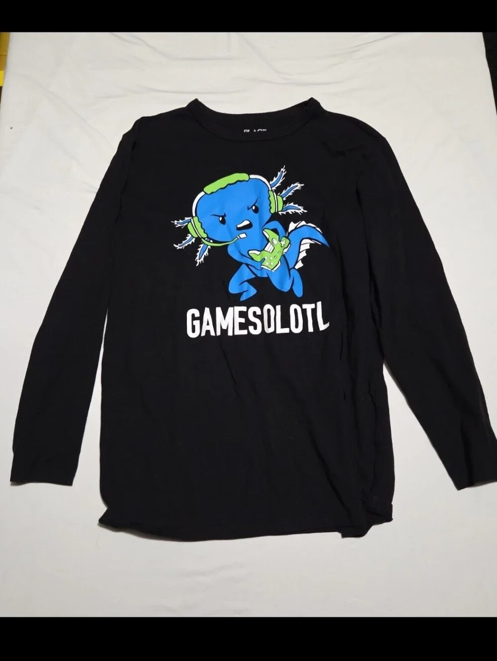 Children's Place boys size 16 black long sleeve gaming shirt #23